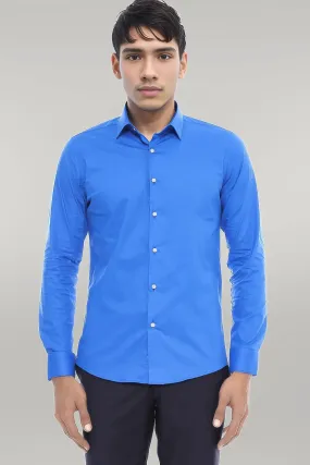 WSS Blue Slim Fit Men's Shirt  - Singen