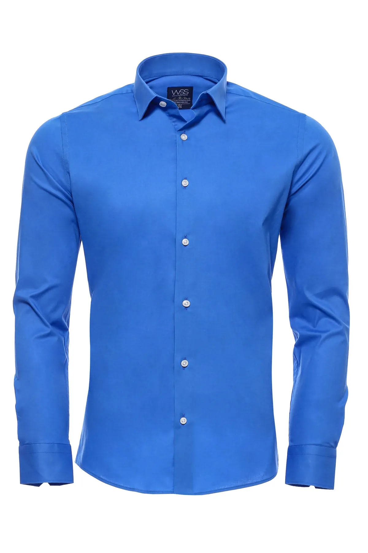 WSS Blue Slim Fit Men's Shirt  - Singen