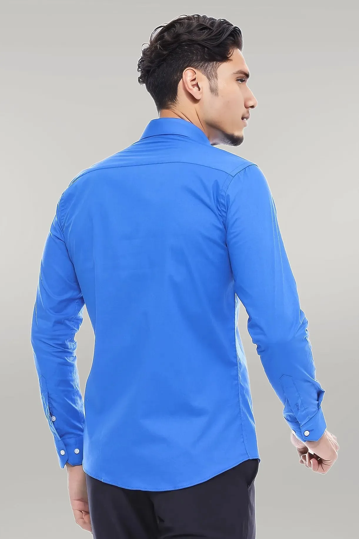 WSS Blue Slim Fit Men's Shirt  - Singen