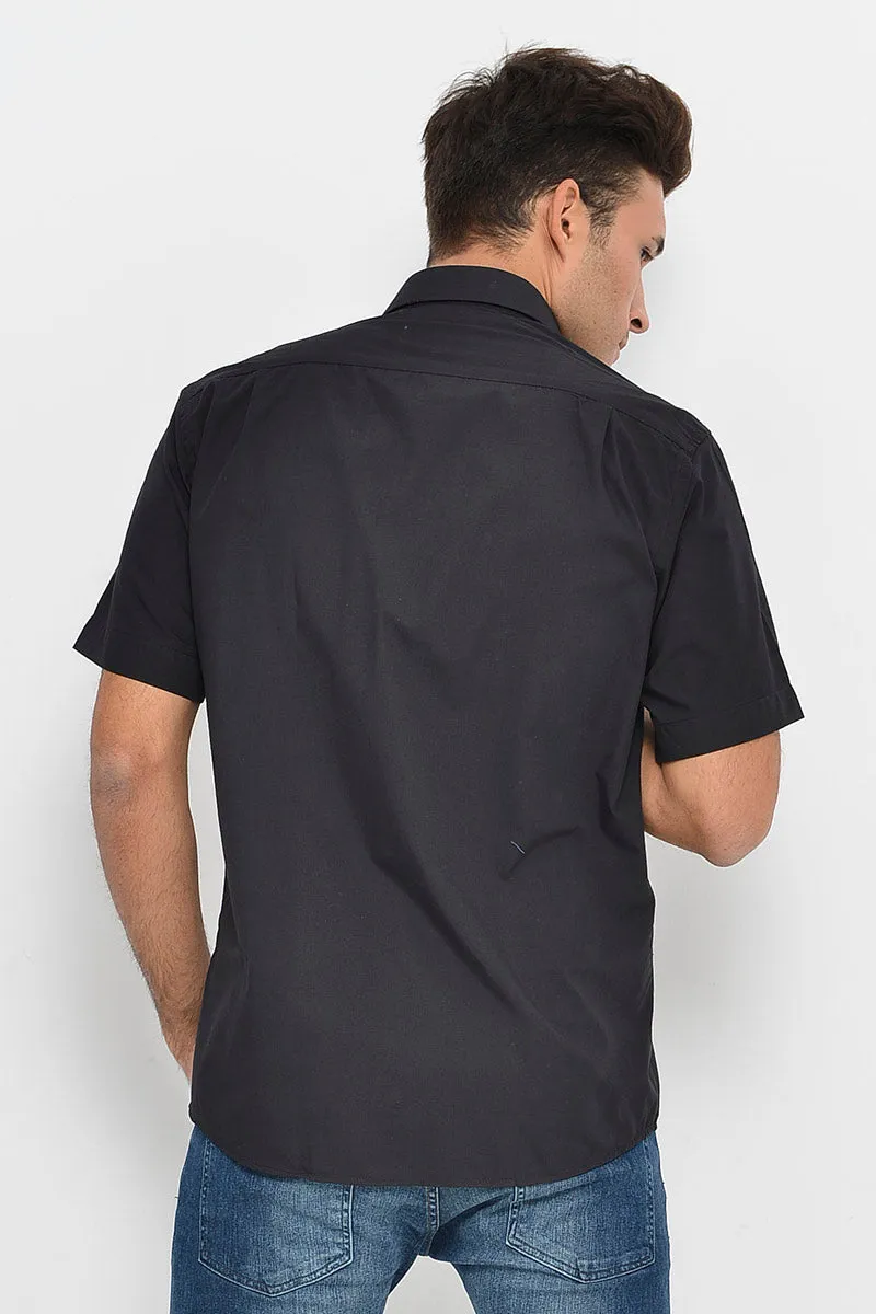 WSS Plain Short Sleeves Black Men Shirt  - Singen