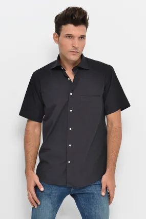WSS Plain Short Sleeves Black Men Shirt  - Singen