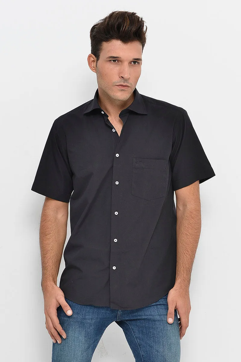 WSS Plain Short Sleeves Black Men Shirt  - Singen