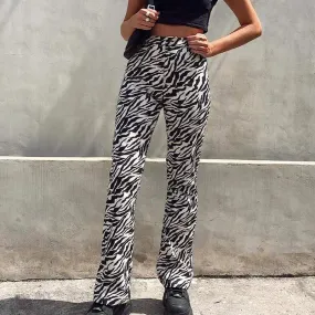ZEBRA STRIPED STRAIGHT PANTS